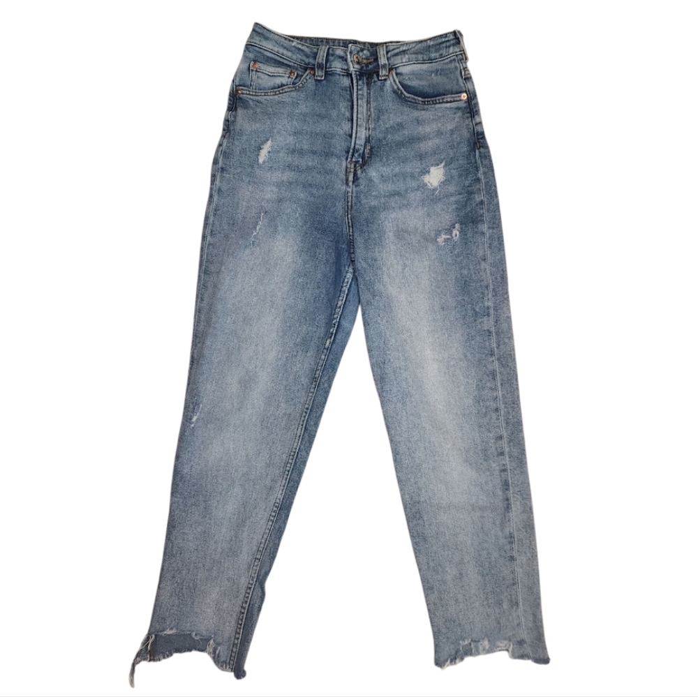 Divided Blue Ankle Cropped Jeans with Raw Hem